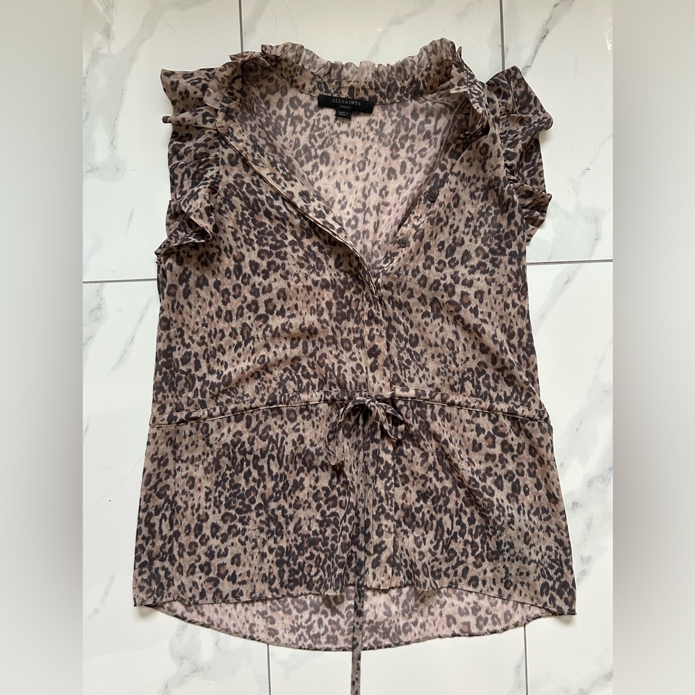AllSaints leopard blouse size small